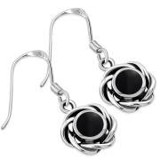 Black Onyx Silver Earrings, e367h